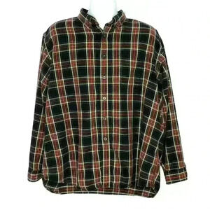 LL Bean men's shirt button down collar long sleeve 100% cotton XL Regular plaid